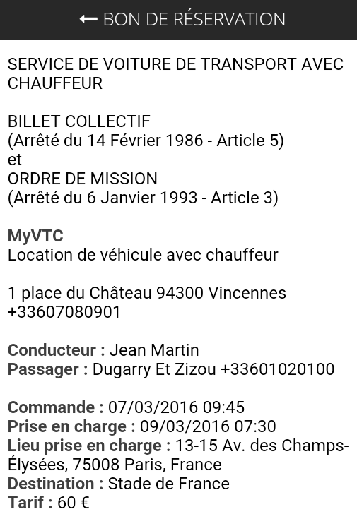 Exemple de bon de commande vtc